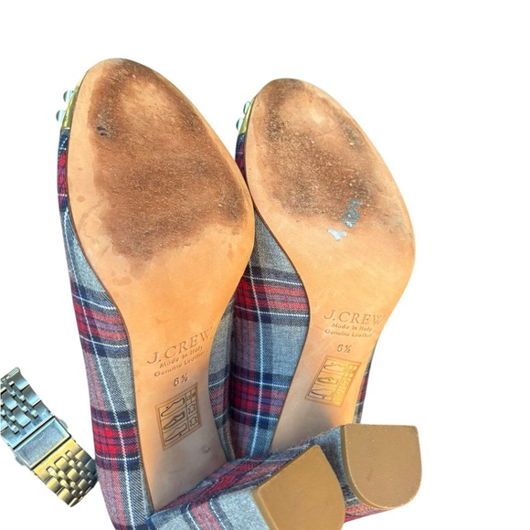 J.Crew Etta Plaid Studded Cap Toe Pumps Heels Shoes I Size: 6.5 - Picture 8 of 9
